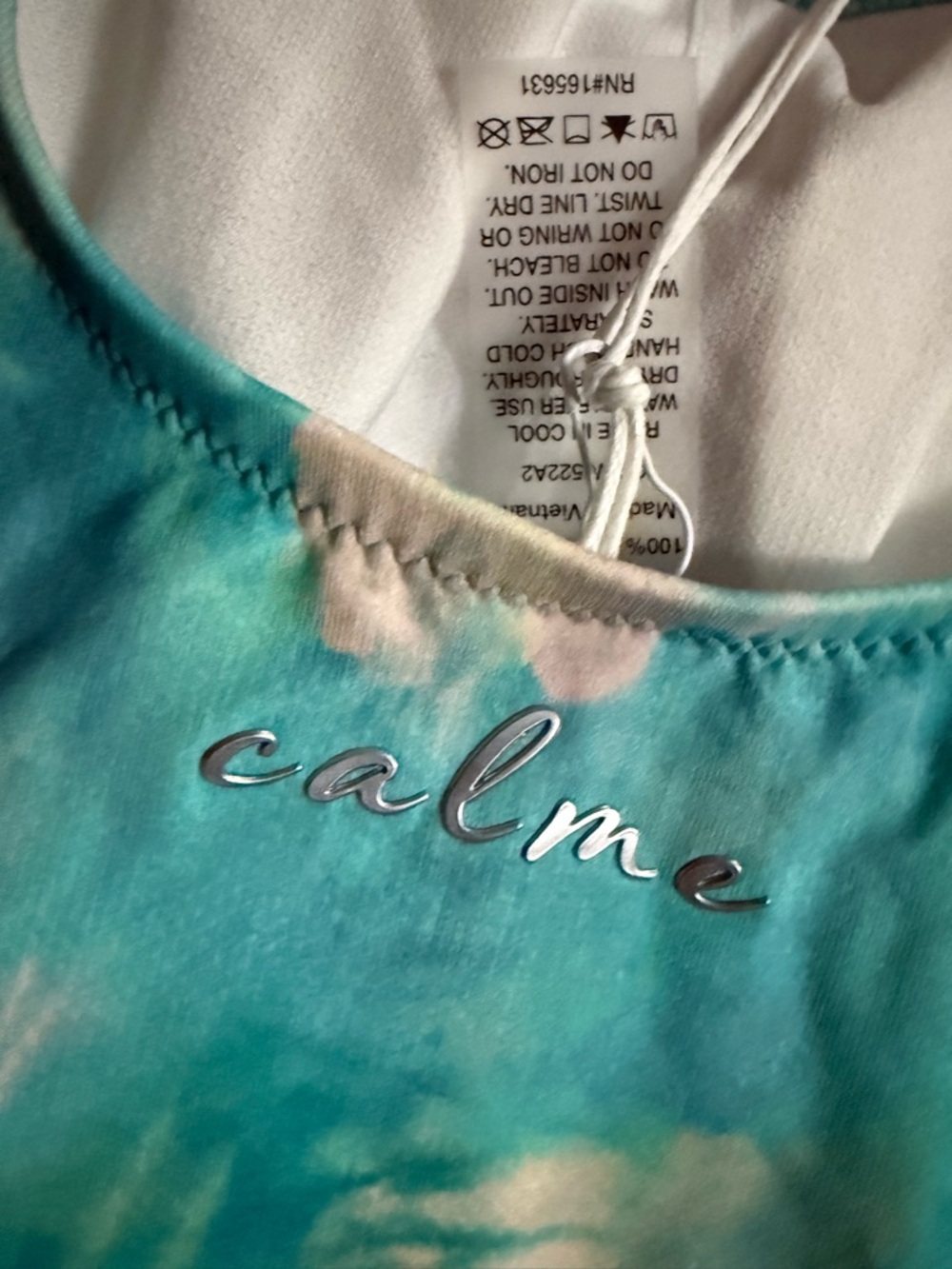 🆕 Johnny Was Calme Aqua Keys Turquoise Tie Dye One Piece Tank Swimsuit Sz Small - Picture 5 of 6